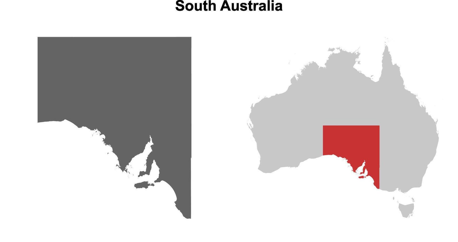 South Australia blank outline map set vector