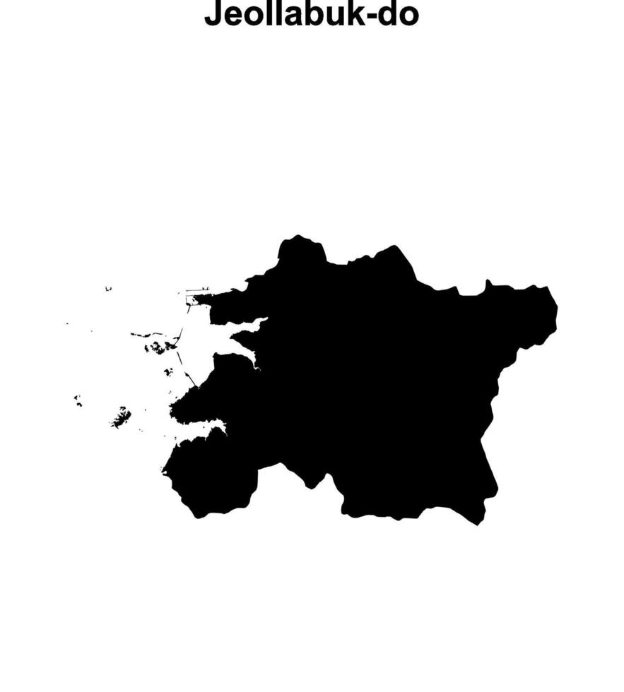 Jeollabuk-do province blank outline map vector