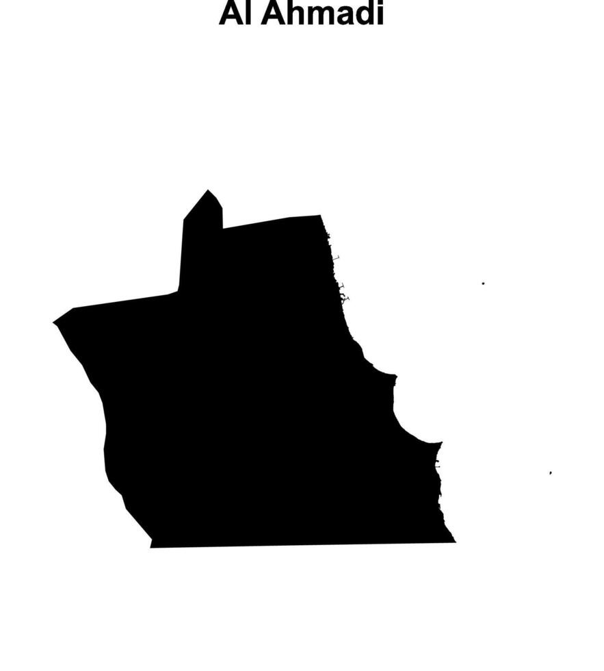 Al Ahmadi governorate blank outline map vector
