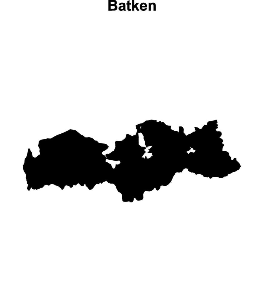 Batken region blank outline map vector