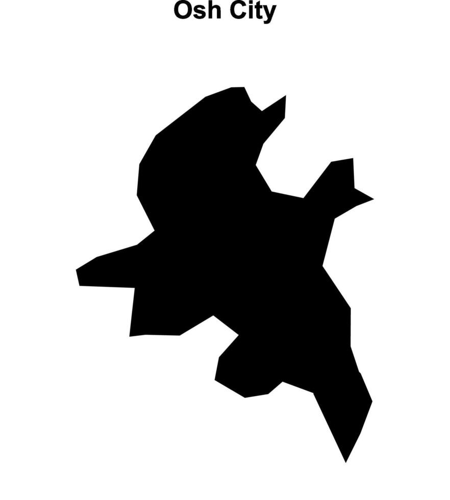 Osh City region blank outline map vector