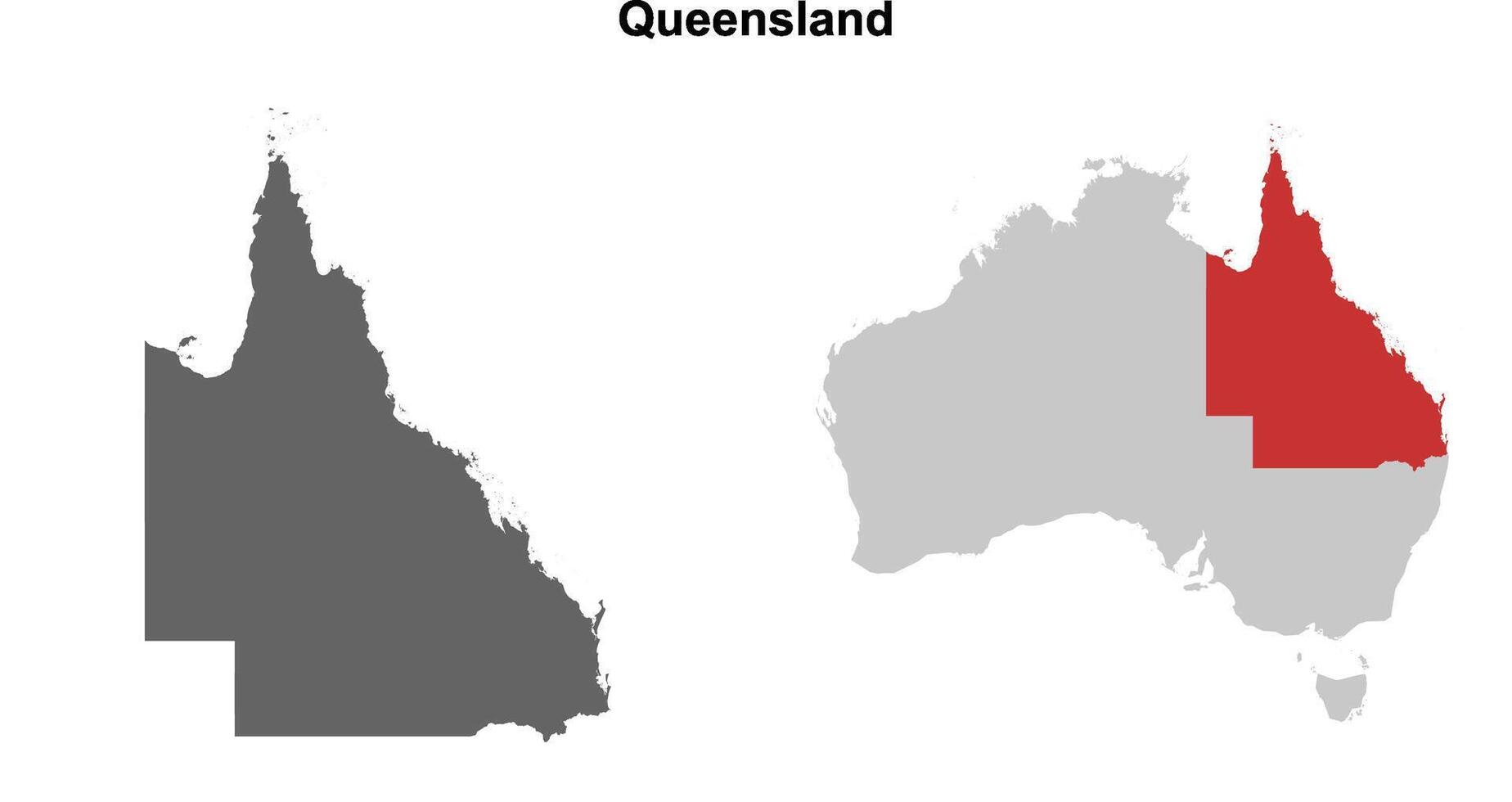 Queensland blank outline map set vector