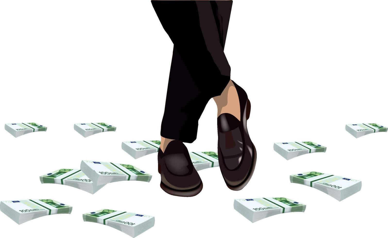 Businessman in shoes and money vector