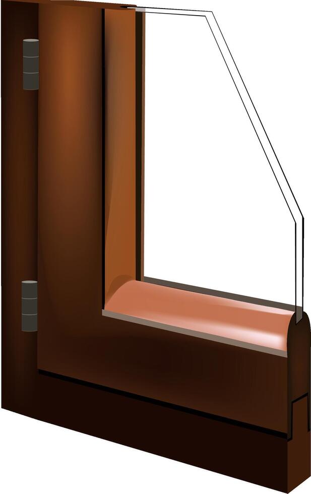A brown window with a glass panel vector