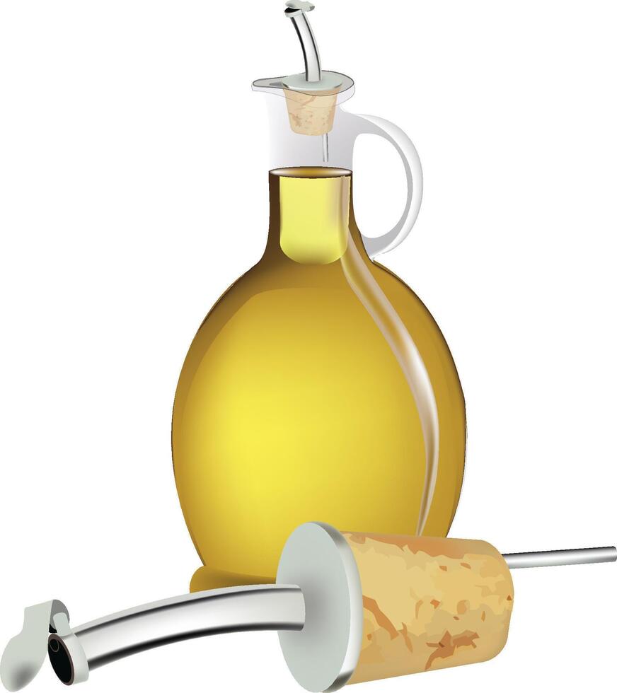 An olive oil bottle and a cork vector
