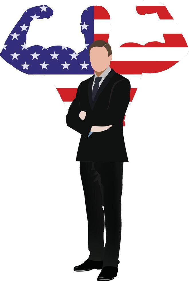 Businessman representing american economy and strength vector