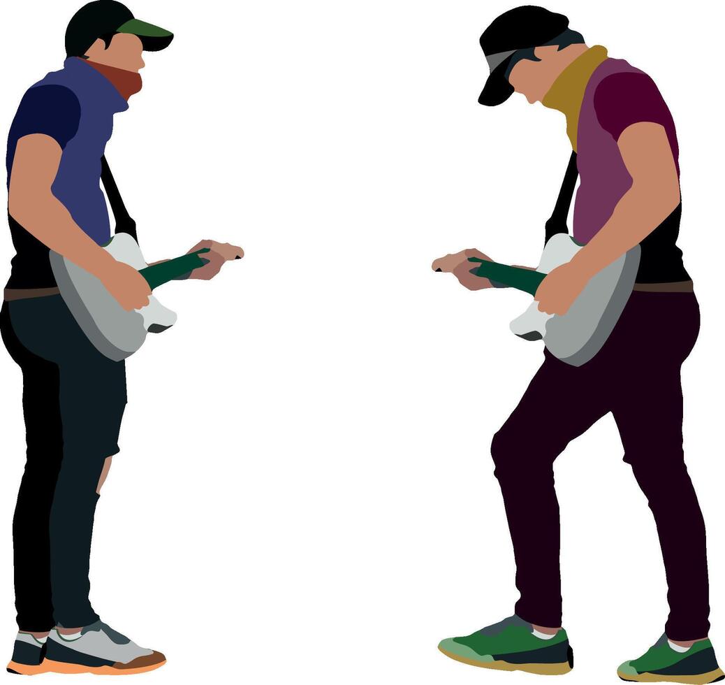 Two men playing guitar vector