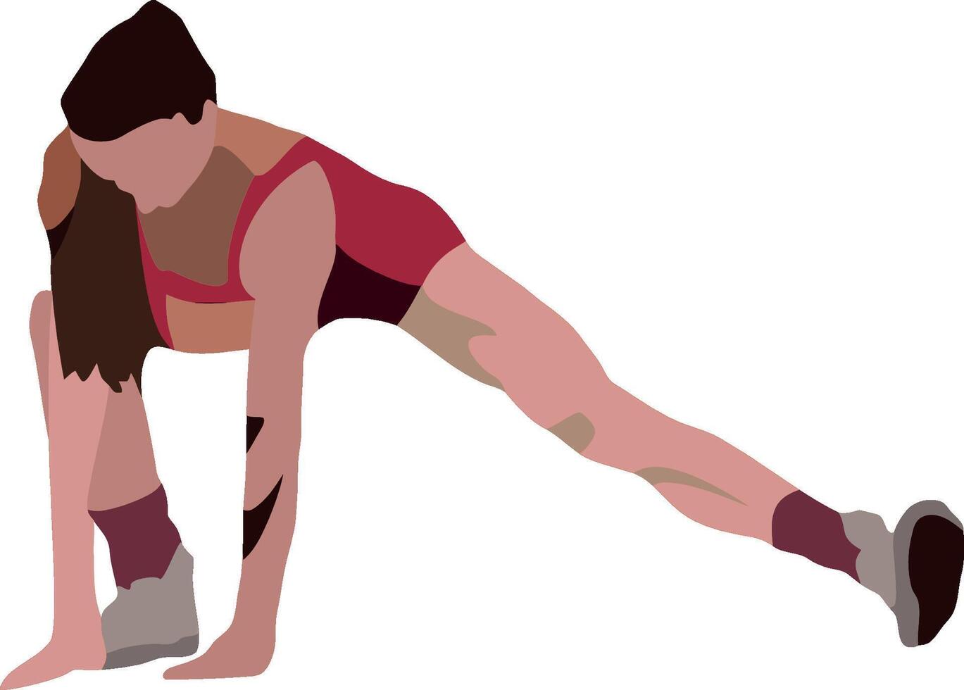 A woman is doing a squat exercise on a white background vector