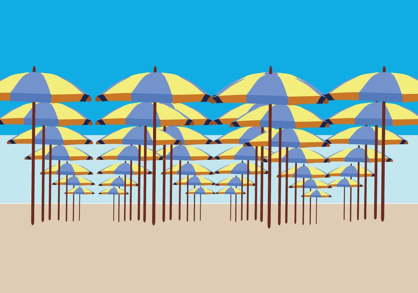 A group of umbrellas on the beach vector