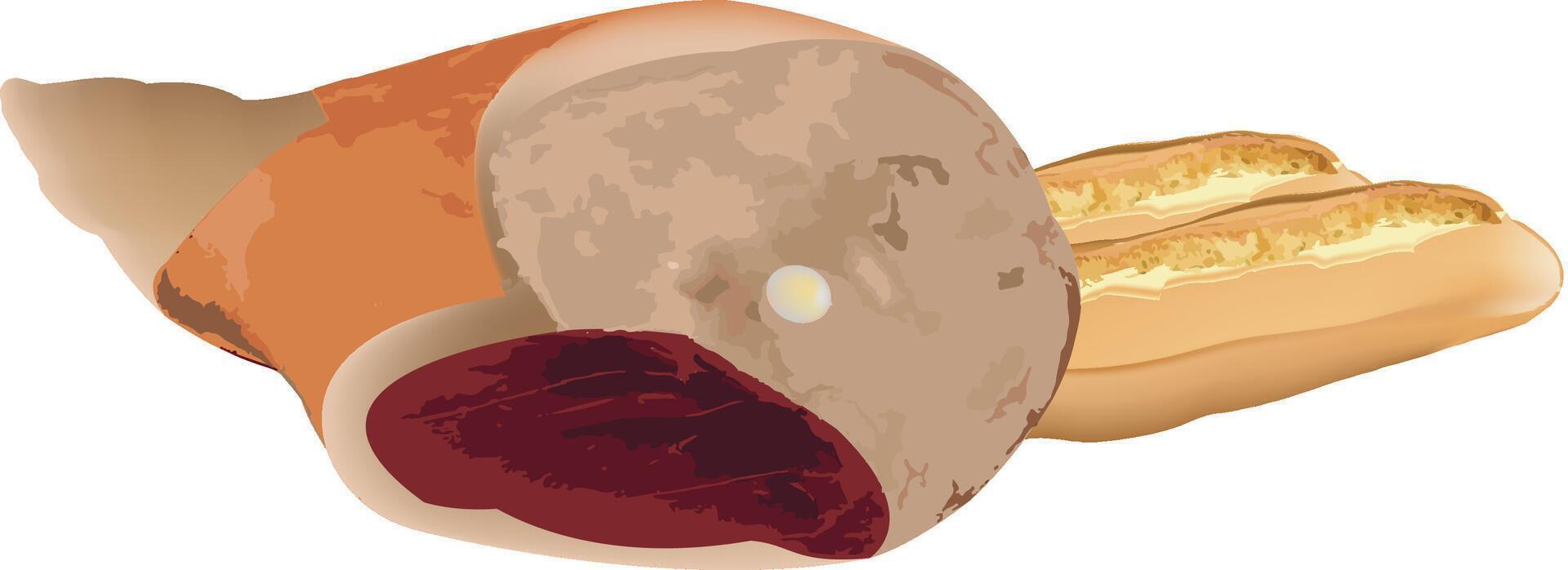 A slice of meat and a piece of bread vector