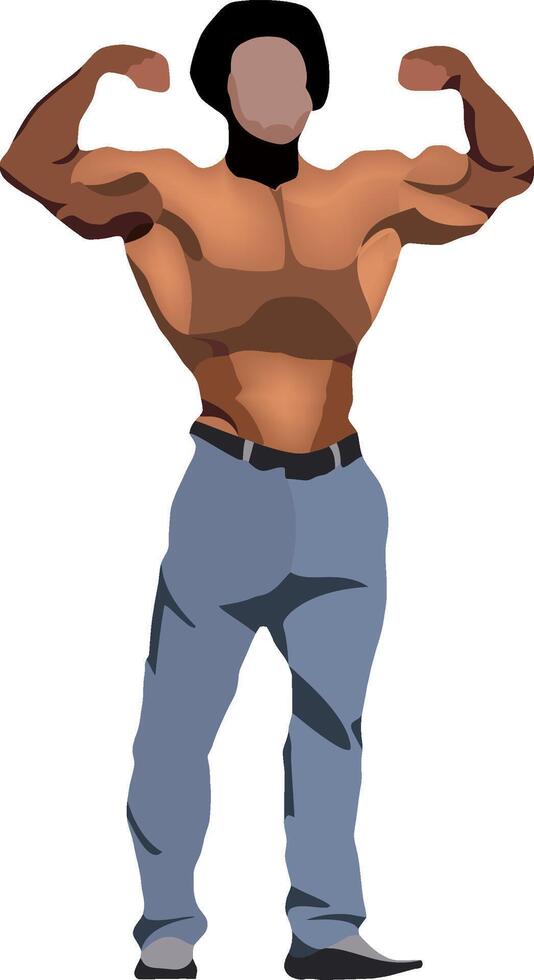 A cartoon man with no shirt and jeans vector