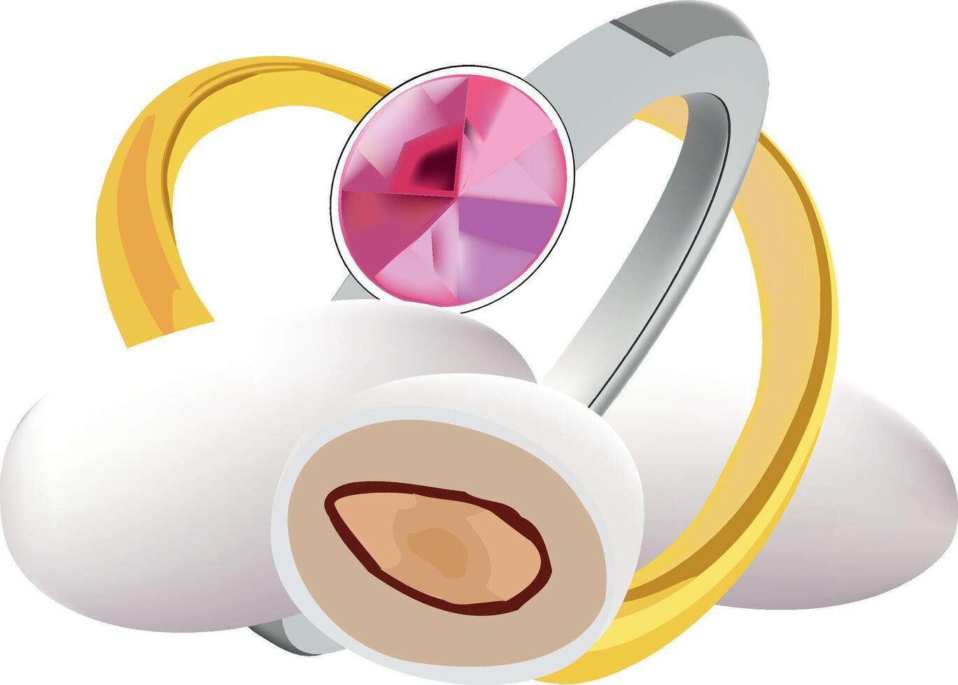 Wedding rings and sugared almonds celebrating marriage vector