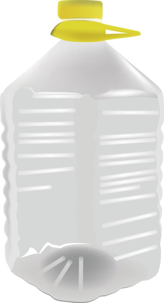 Large empty plastic bottle with yellow cap and handle vector