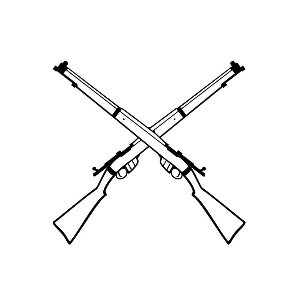 Crossed 303 Rifle or Lee-Enfield Rifle Retro Style vector