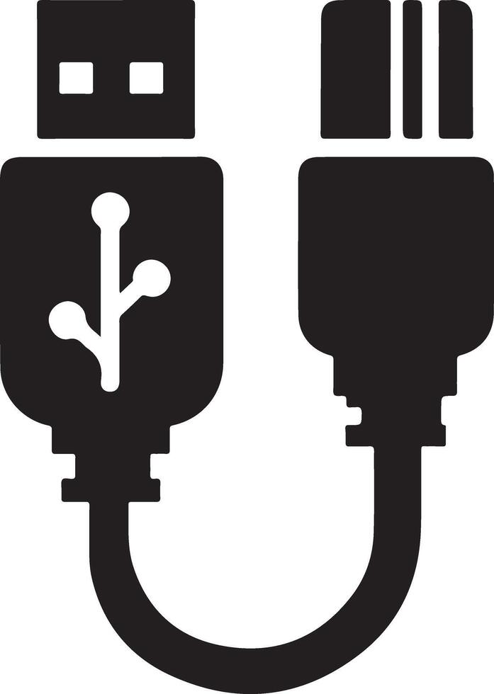 Unique USB Cable Silhouette Illustration for Your Needs vector