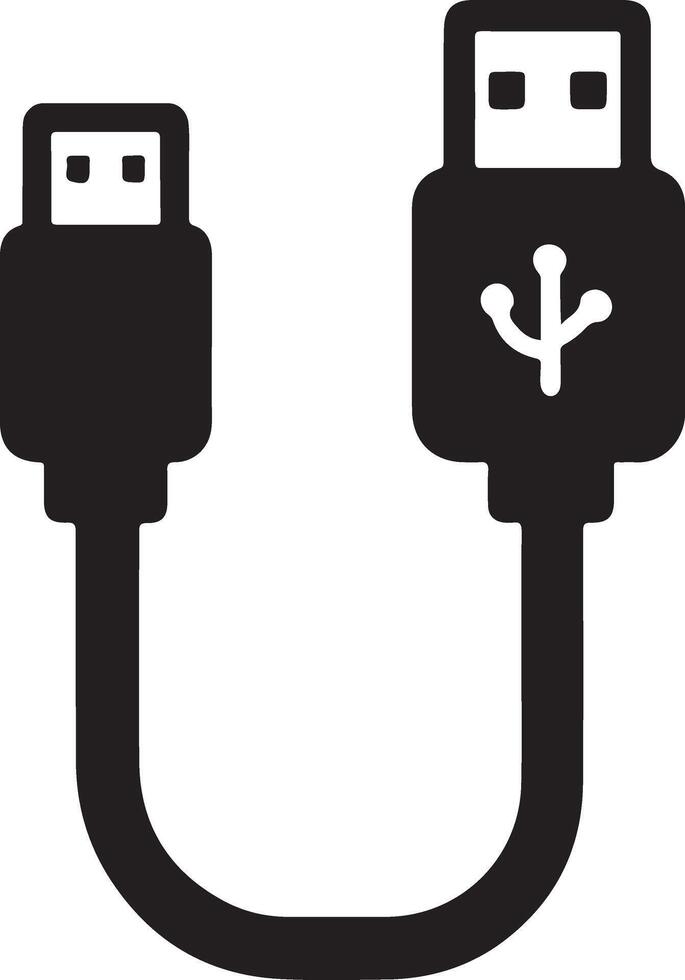Creative USB Cable Silhouette Design for Graphics vector