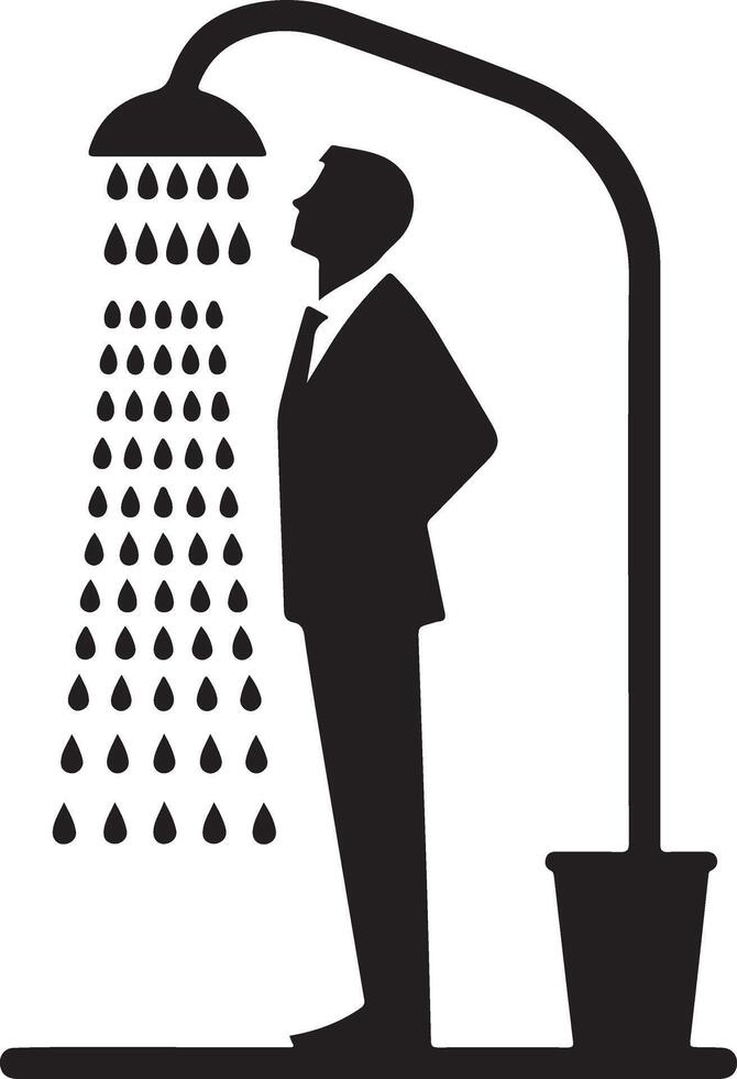 Professional Shower Man Silhouette Artwork vector
