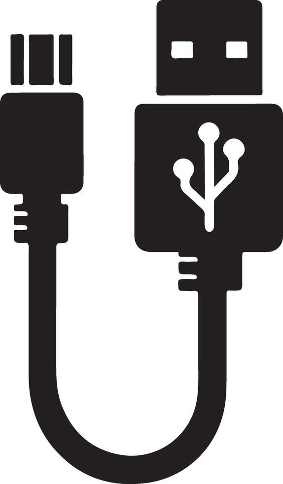 Professional USB Cable Silhouette Graphic for Downloads vector