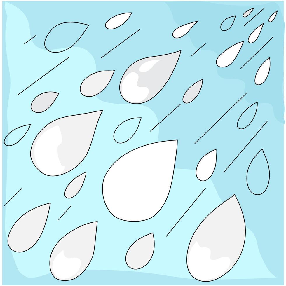 Rainy day illustration. Rain drop elemen with strong line and blue splash background vector