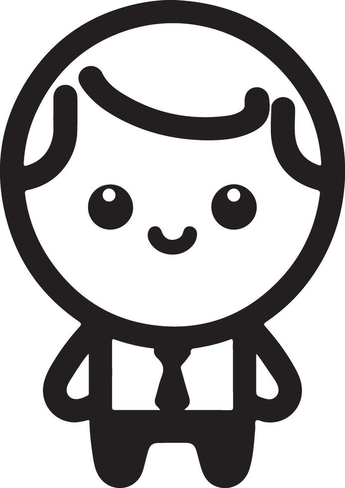 a black and white cartoon of a man in a suit vector