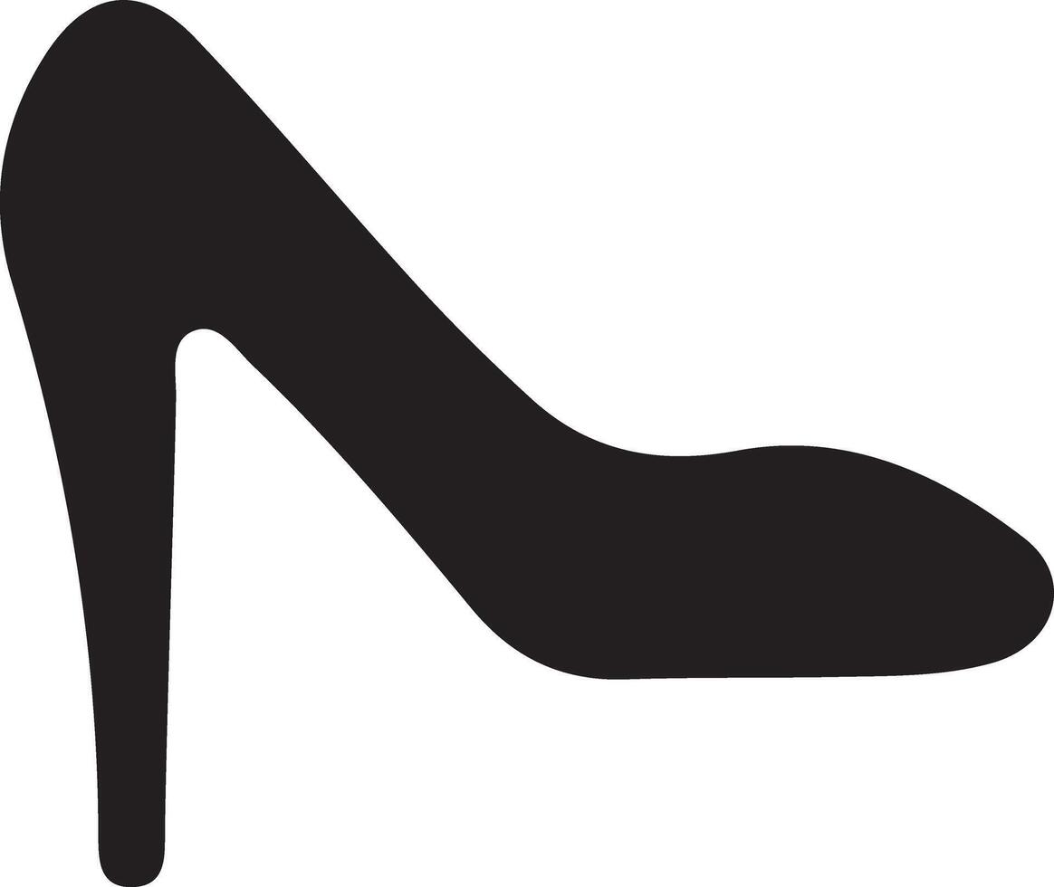 Elegant black high heel silhouette on white background. vector