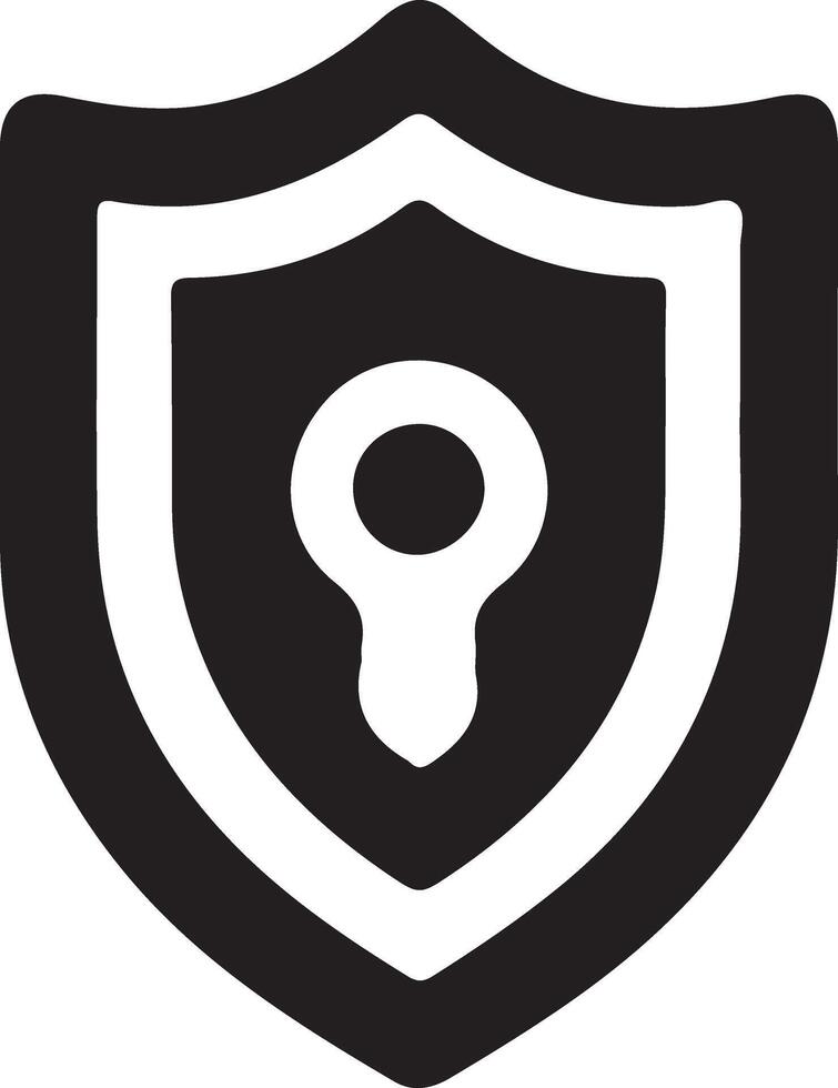 a black and white shield with a keyhole vector
