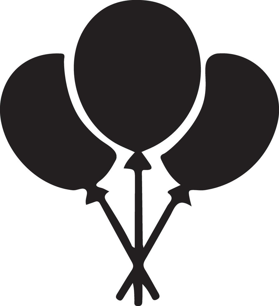 Three Black Balloons Icon for Celebration and Festivity vector
