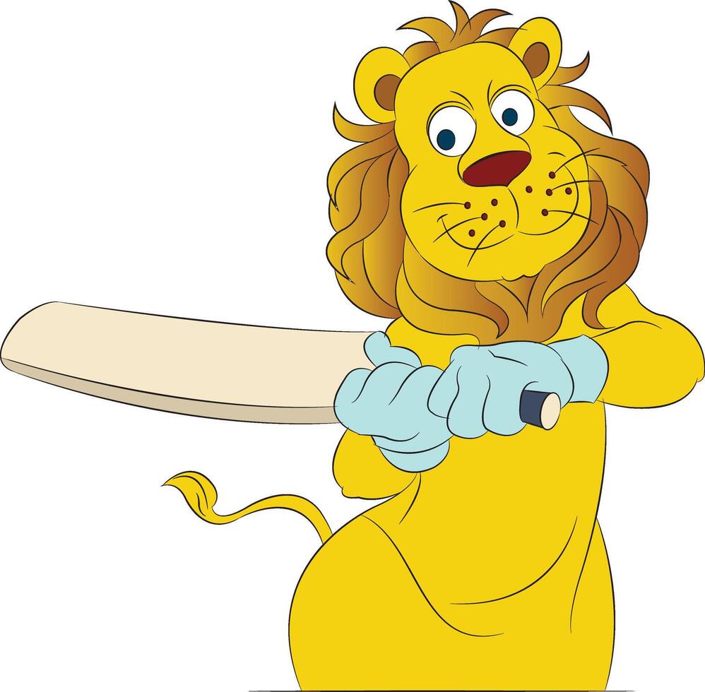 Lion as a cricket team mascot. in cricket gear and various cricket actions vector