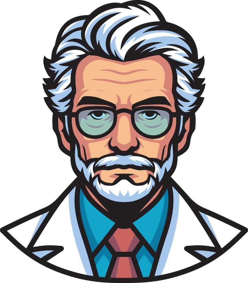 Professor head mascot illustration design art vector