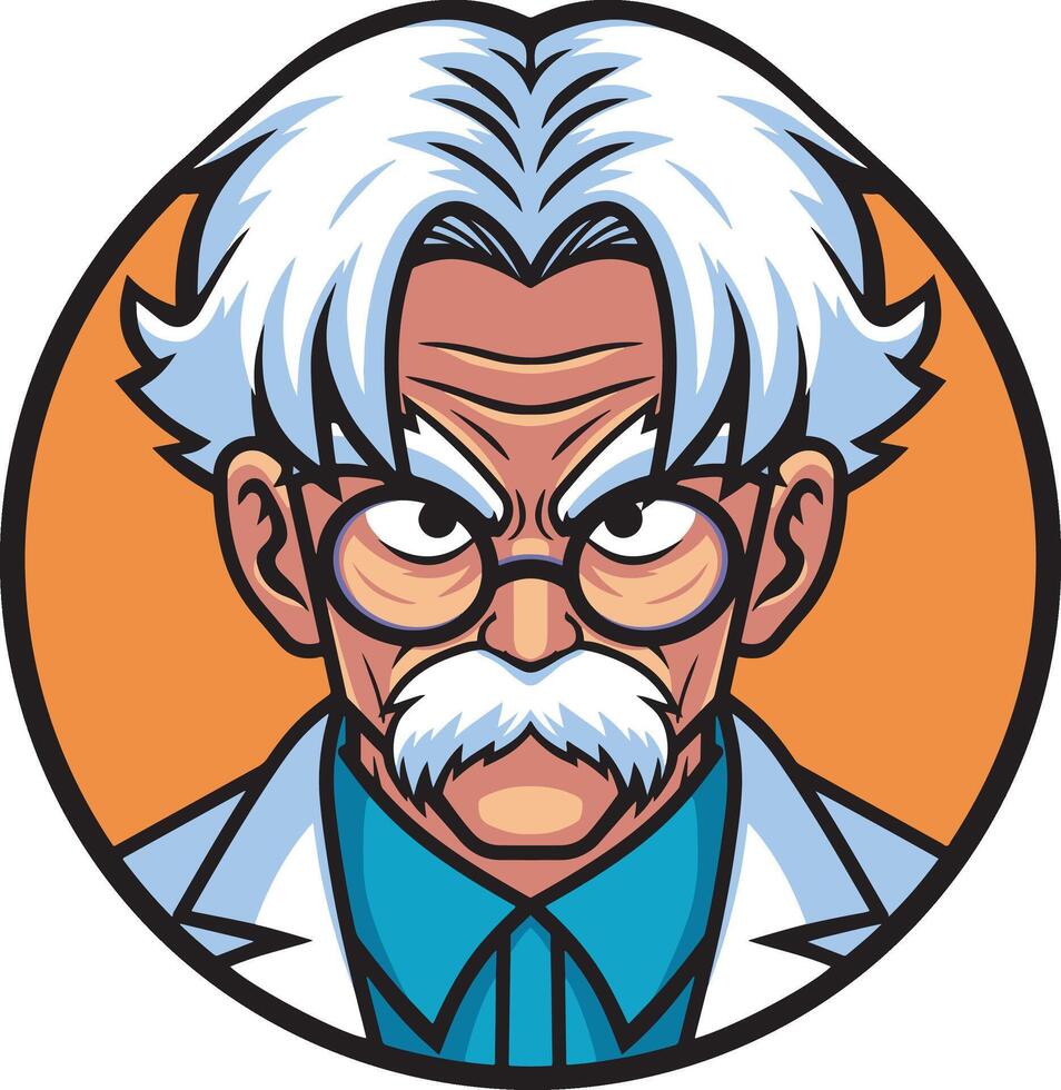 Professor head mascot circular logo design vector