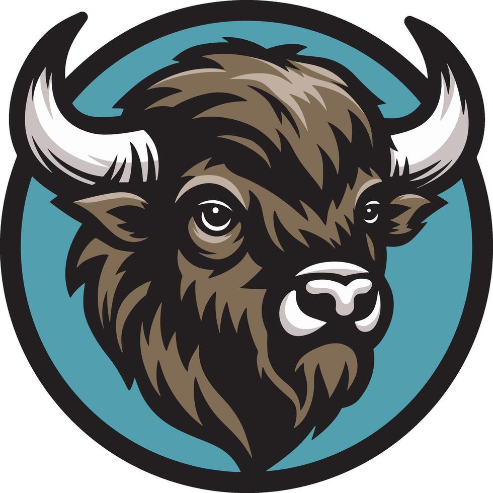 Circular bison head mascot Logo vector