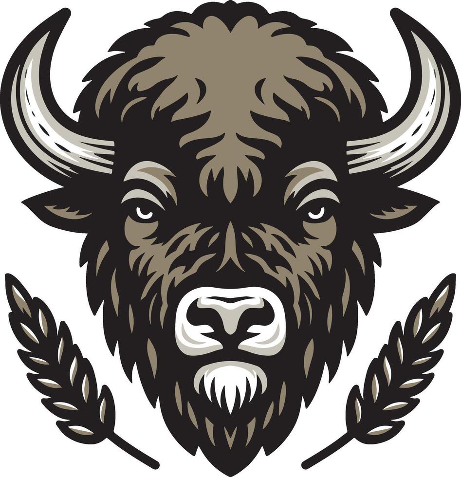 Bison head illustration detailed vector