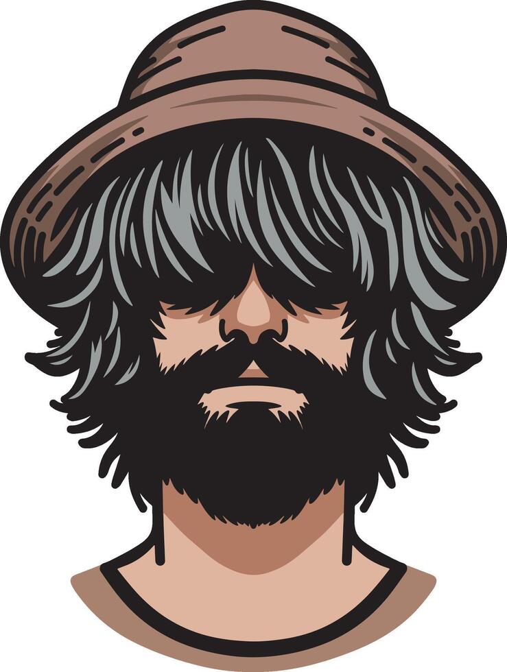 Shaggy hair boy hand drawn design art vector