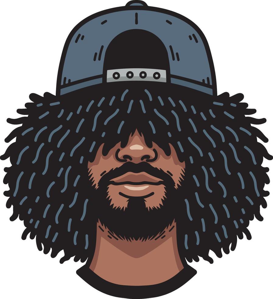 Shaggy hair boy wearing hat vector