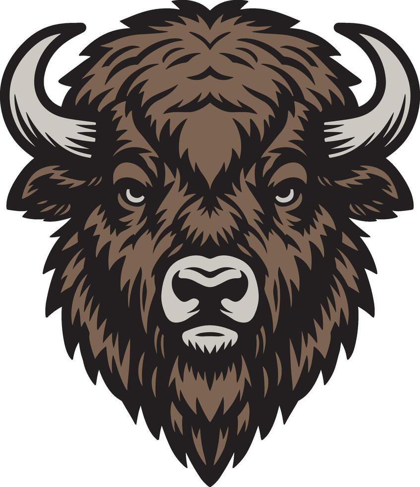 Bison head symmetry design art vector