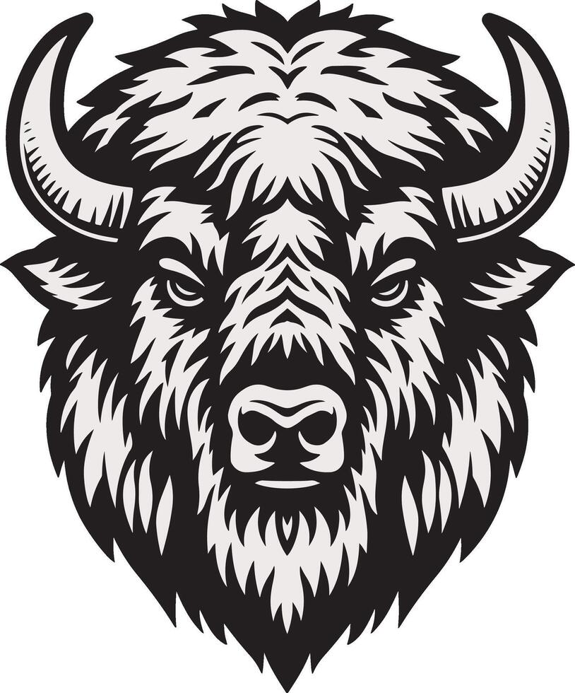 Bison head hand drawn design art vector