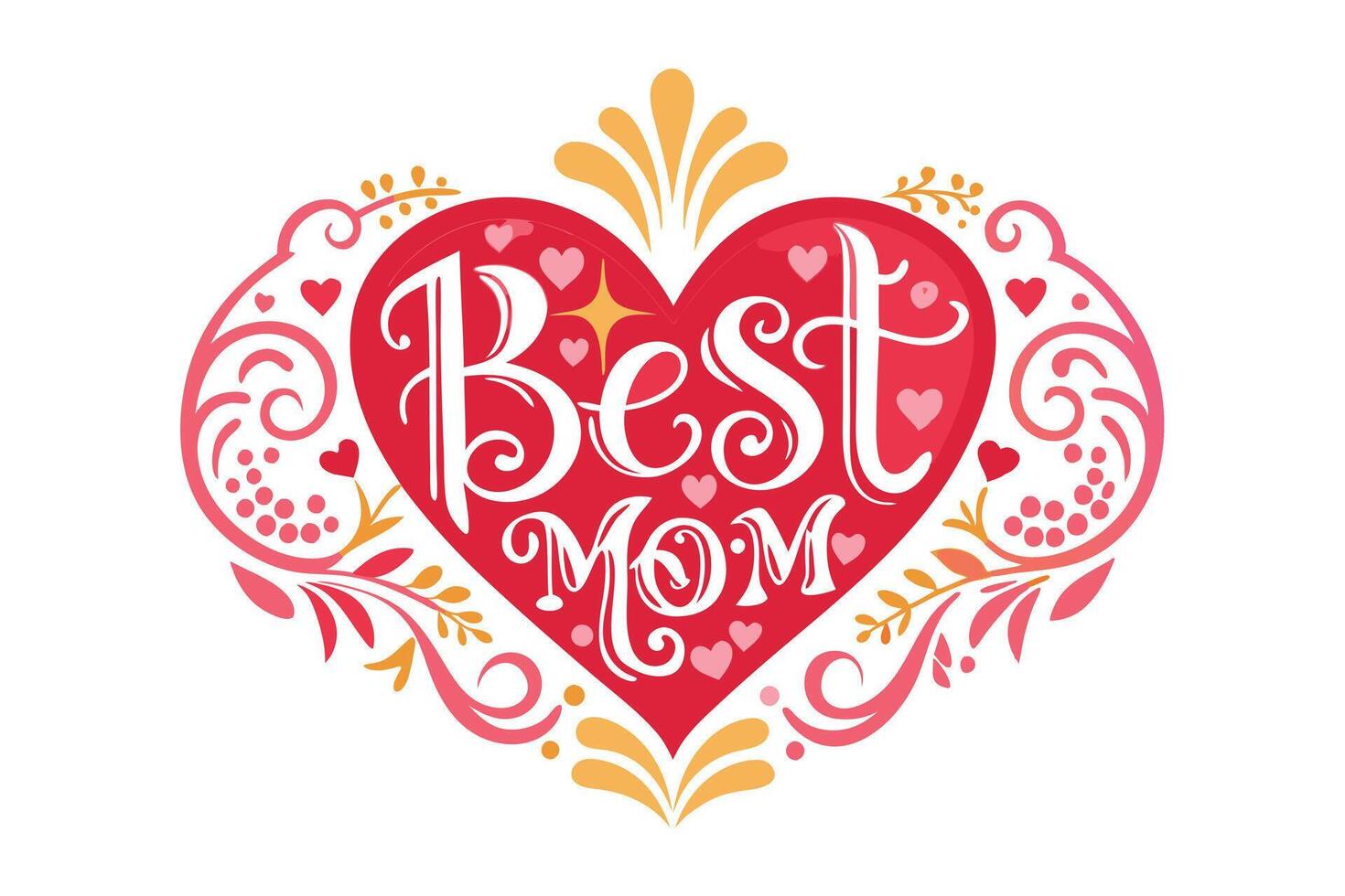 A Heart shape will be written Best MOM vector