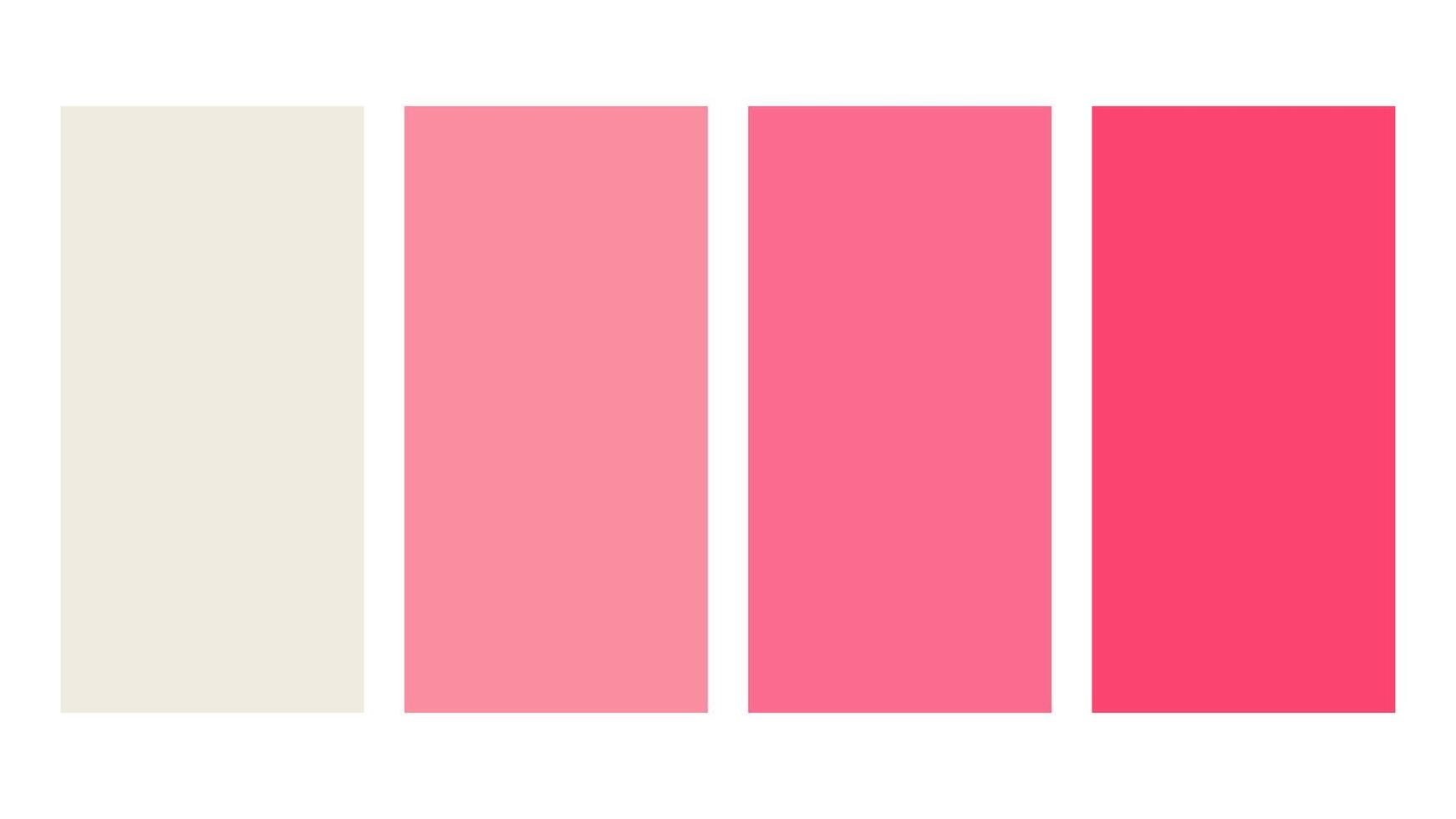 White, Pink, Hot Pink, Fuchsia color palette. Set of bright color palette combination in rgb hex. Color palette for ui ux design. Abstract illustration for your graphic design, banner, poster vector
