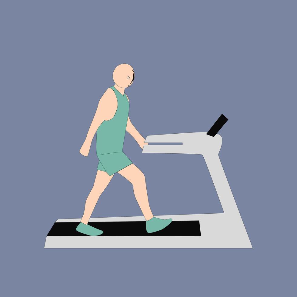 a man using a treadmill vector