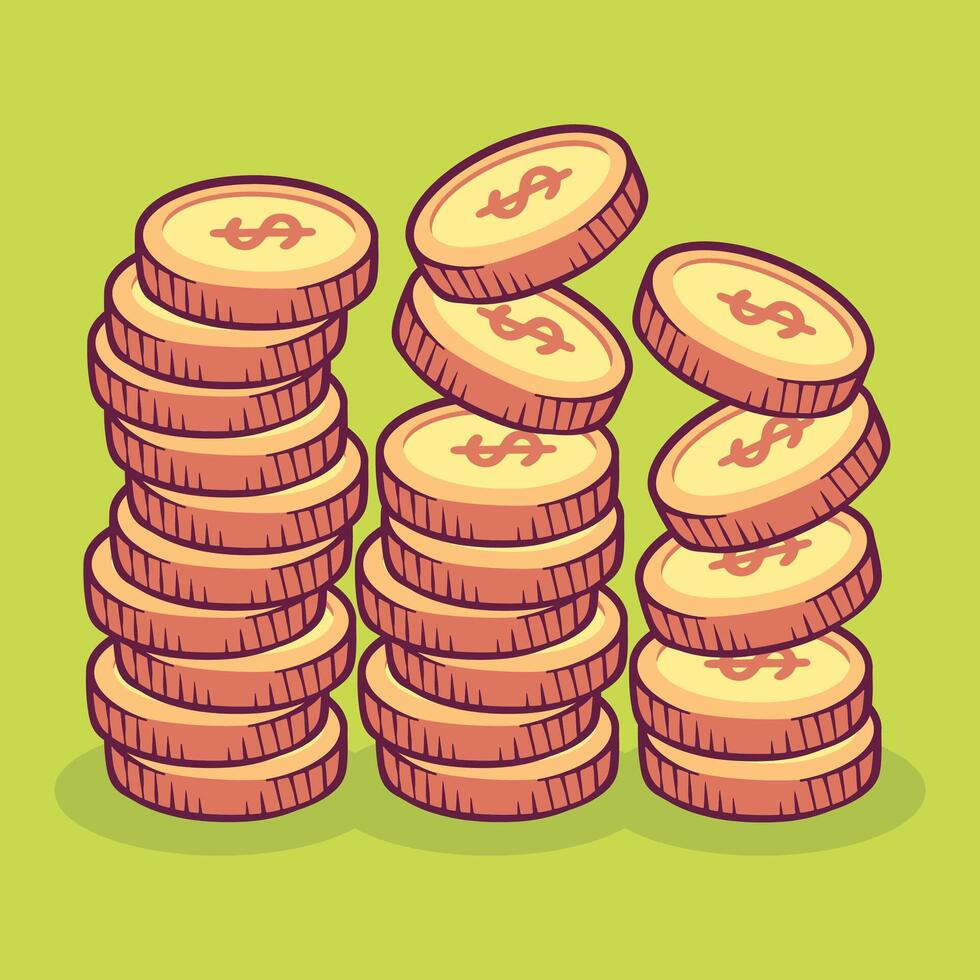 Coins stack hand drawn illustration vector