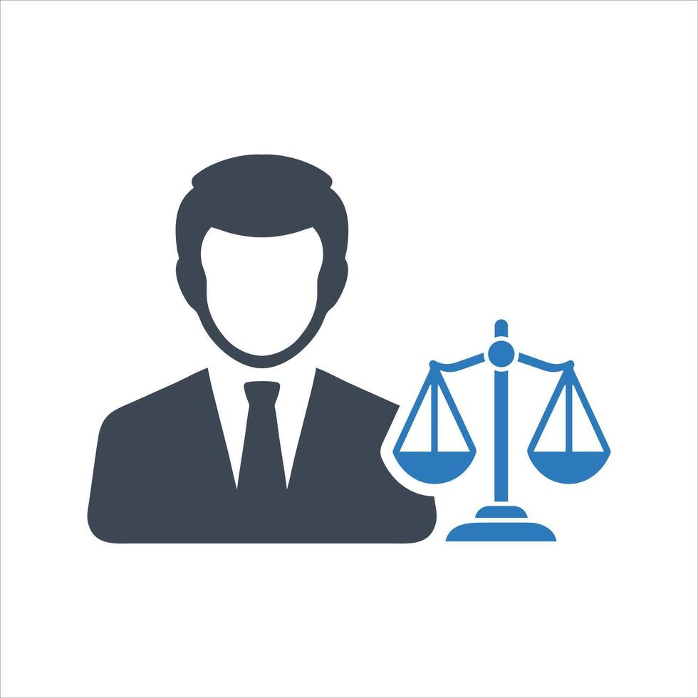 Lawyer icon. Symbol of law and justice icon vector