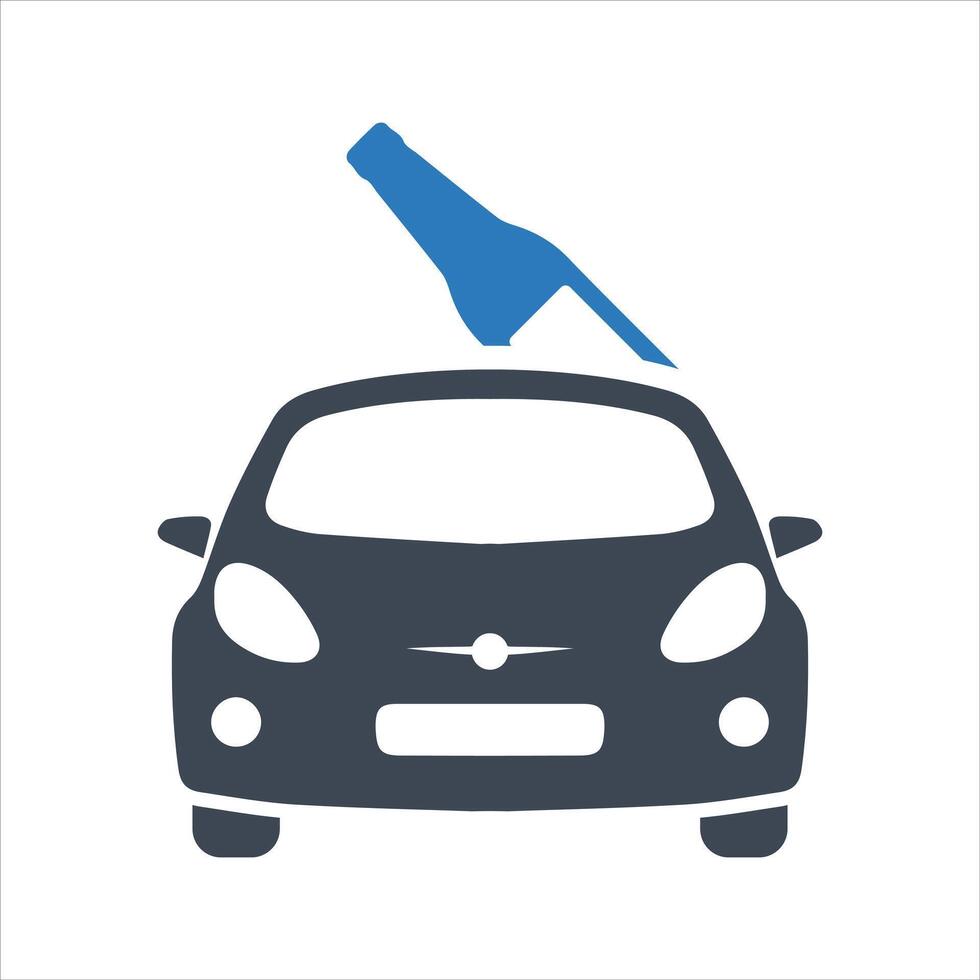 Do not drink and drive icon. Drunk man returning to his car. Drunk driving icon vector