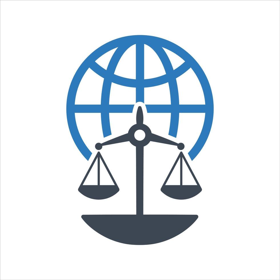 Scale icon. Symbol of law and justice. Global justice icon vector
