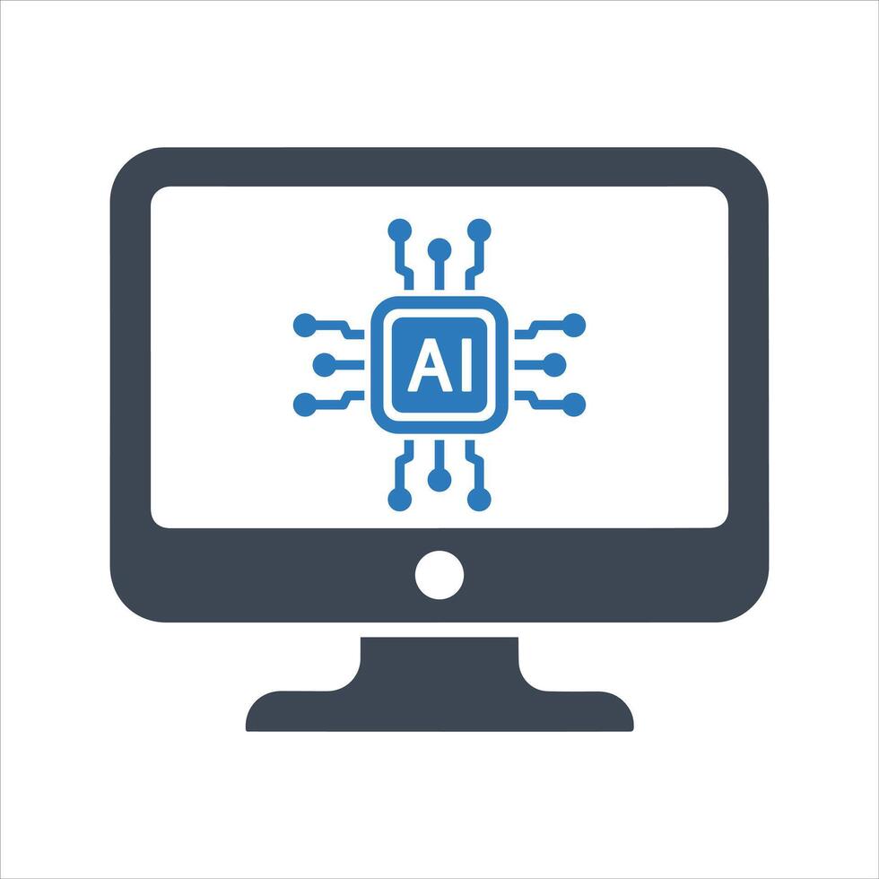 Artificial intelligence icon. Semiconductor. CPU. Processor. AI chip icon vector