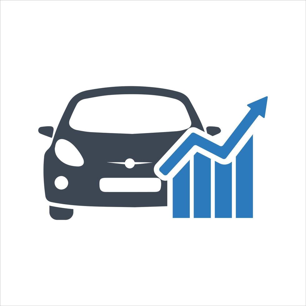 Car price growth icon. Car running costs icon vector