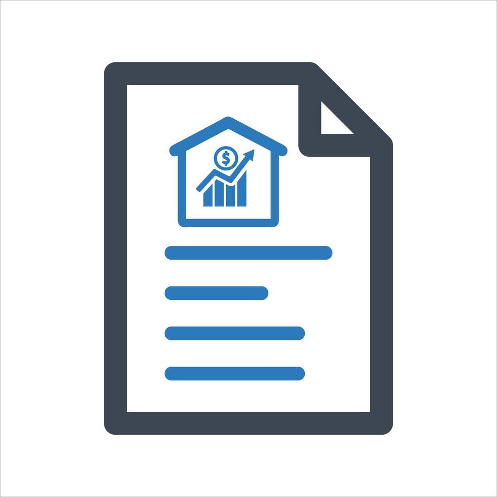 Cost of living icon. House investment growth paper icon vector