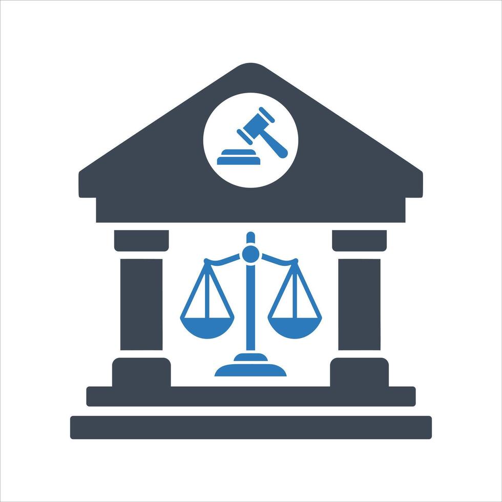 Court icon. Courthouse. Symbol of law and justice icon vector