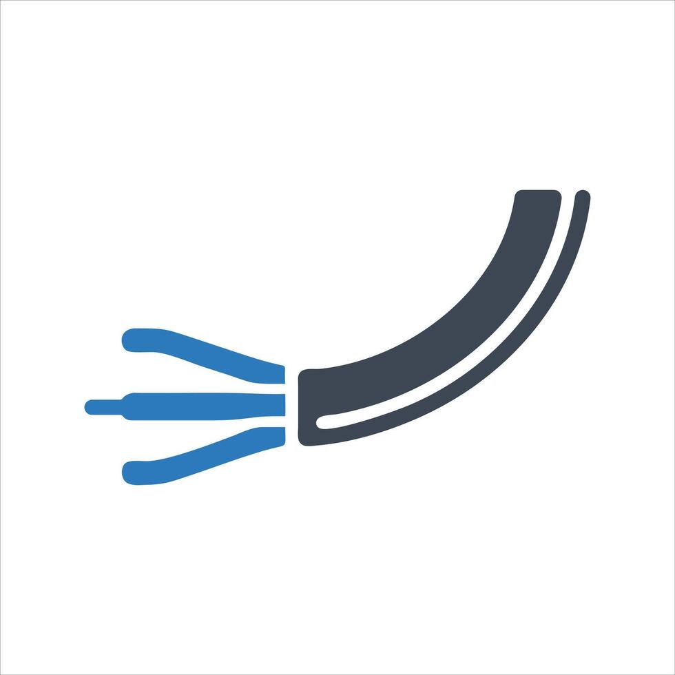 Electric cable icon. 3 Core flexible cable. Wire icon vector