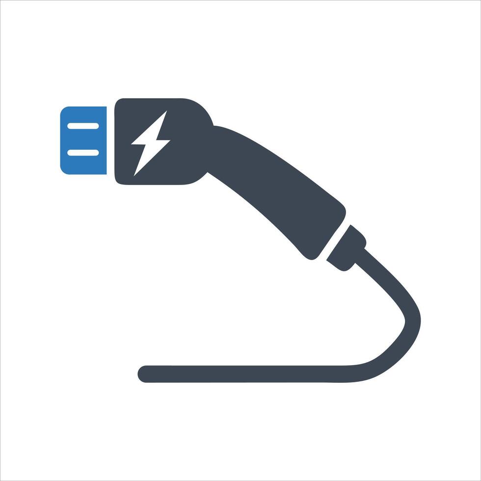 Electric vehicle charging cable icon. EV charger cable. Electric vehicle charging point. Car plug icon vector