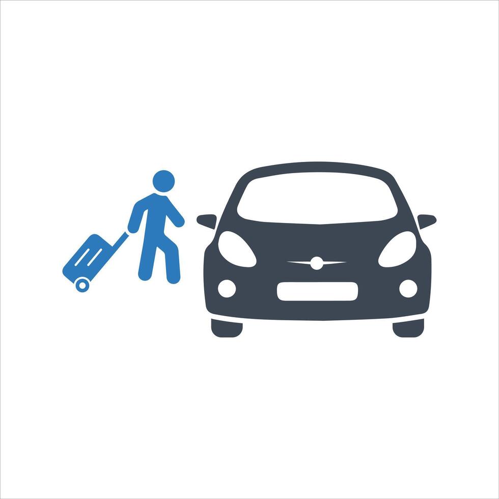 Road trip icon. Taxi. Customer pick up. Travelling by car icon vector